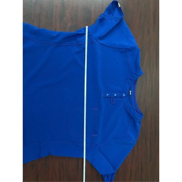 ScrubStar Supreme Stretch Electric Blue Scrub Top Size X-Small - Picture 7 of 8